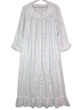 Eileen West Cotton Ballet Nightgown with Light Blue Floral Embroidery